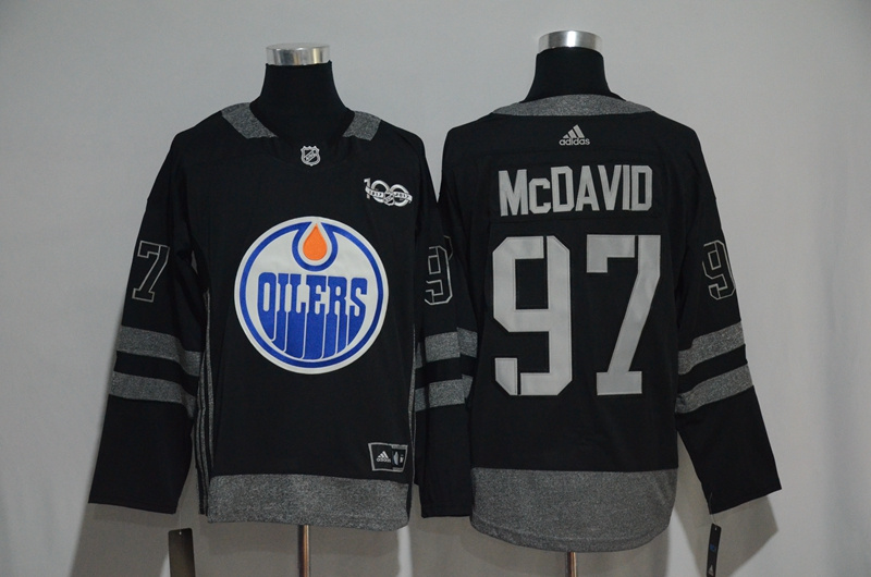 NHL Edmonton Oilers #97 McDavid Black 1917-2017 100th Anniversary Stitched Jersey->->NHL Jersey